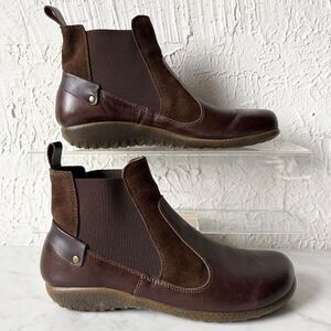 Naot Konini Ankle Boots Women's 40/9 Brown Suede\Leather Pull On Stretchy Sides